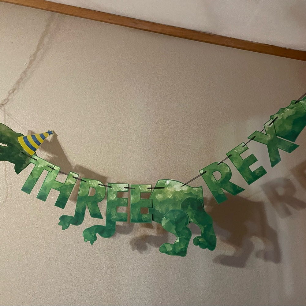 THREE REX Party Banner for Dinosaur Lovers